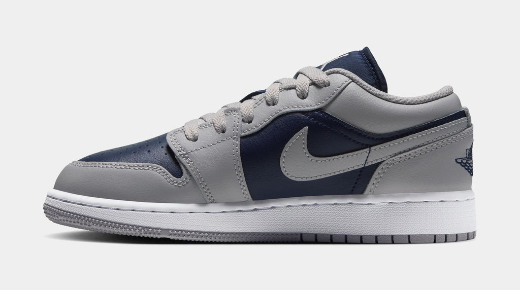 Air Jordan 1 Low Grade School Lifestyle Shoes (Tech Grey/White/College Navy)
