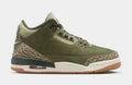 Air Jordan 3 Retro Medium Olive Grade School Lifestyle Shoes (Medium Olive/Sequoia/Neutral Olive/Sail/Total Crimson)