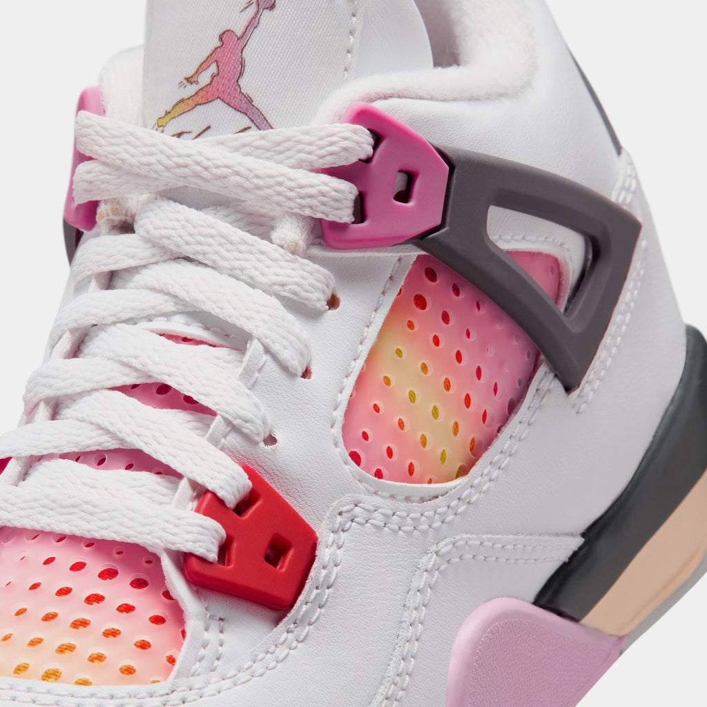 Air Jordan 4 Retro Comic Preschool Lifestyle Shoes (Off White/Fire Pink/Anthracite) Free Shipping