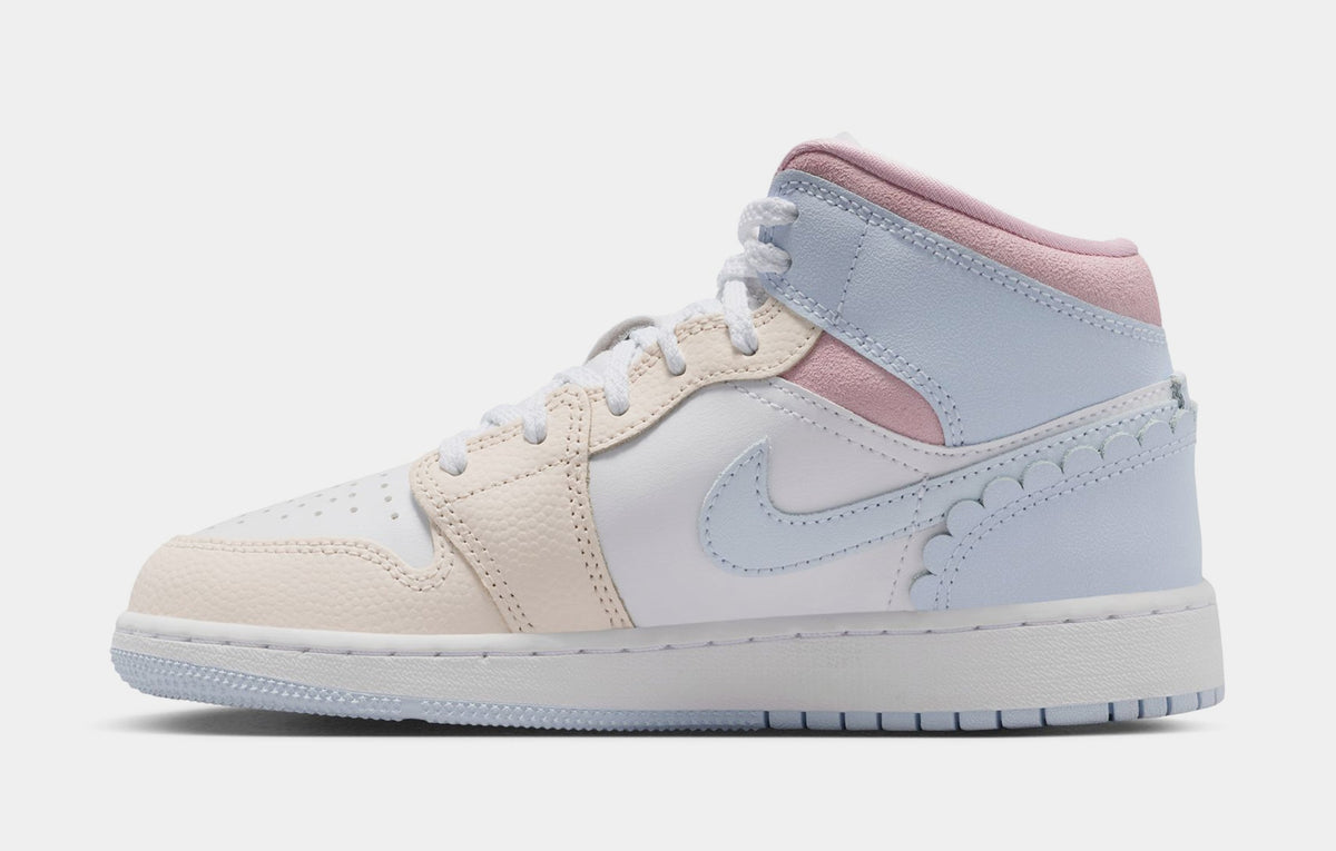 Air Jordan Mid SE Love Is In The Air Grade School Lifestyle Shoes (Half Blue/Pale Ivory/White/Half Blue)