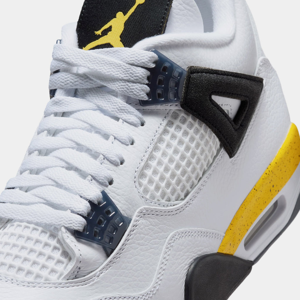 Air Jordan 4 Retro Rare Air Tour Yellow Mens Lifestyle Shoes (White/Dark Blue Grey/Black/Tour Yellow) Free Shipping