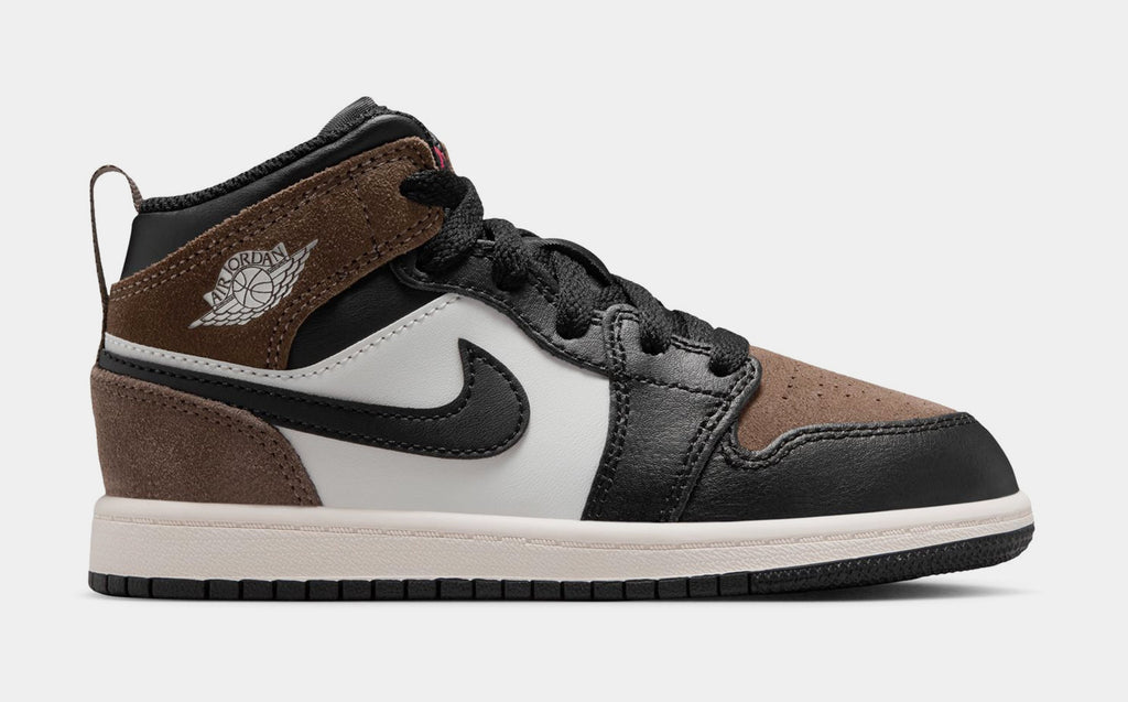 Air Jordan 1 Mid Black Palomino Preschool Lifestyle Shoes (Black/Phantom/Palomino/University Red)