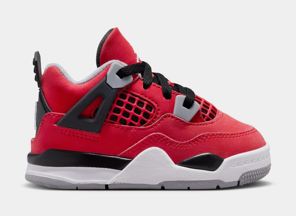 Air Jordan 4 Retro Toro Bravo Infant Toddler Lifestyle Shoes (Fire Red/White/Black/Cement Grey)