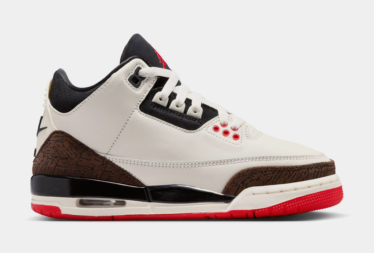 Air Jordan 3 Retro Sail and University Red Grade School Lifestyle Shoes (Sail/Black/University Red/Pale Ivory)