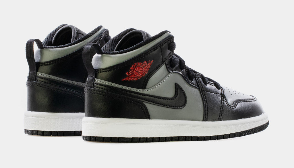 Air Jordan 1 Mid Prechool Lifestyle Shoe (Black/Particle Grey-White-Gym Red)