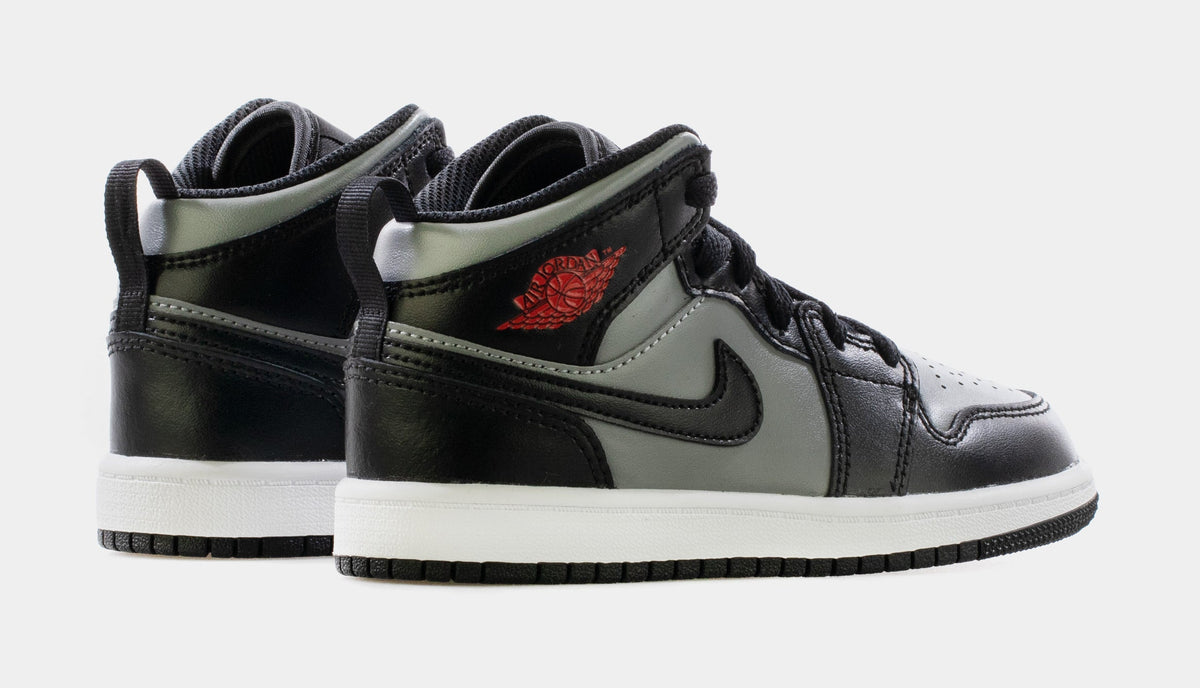 Air Jordan 1 Mid Prechool Lifestyle Shoe (Black/Particle Grey-White-Gym Red)