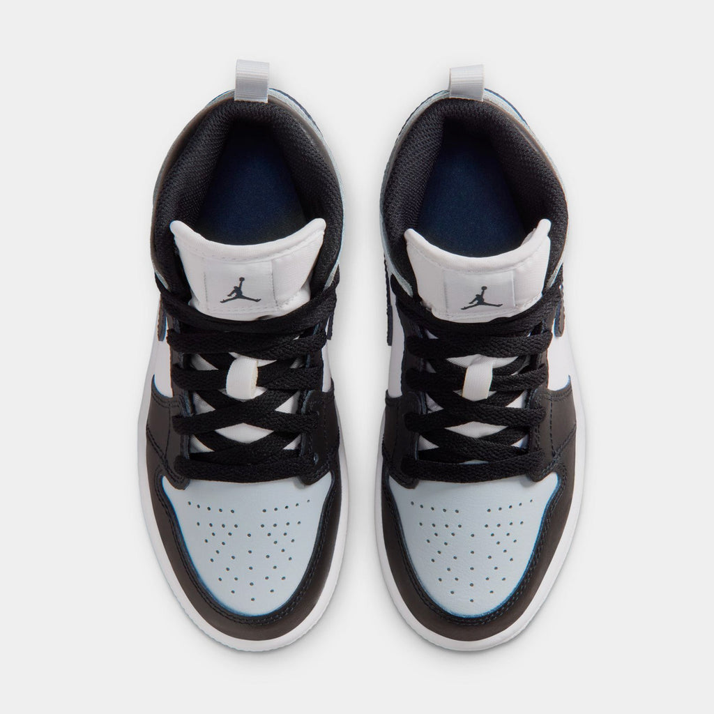 Air Jordan 1 Mid Preschool Lifestyle Shoes (Black/Aura/Squadron Blue/Black)