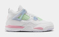 Air Jordan 4 Retro Medium Soft Pink Preschool Lifestyle Shoes (White/Medium Soft Pink/Half Blue)