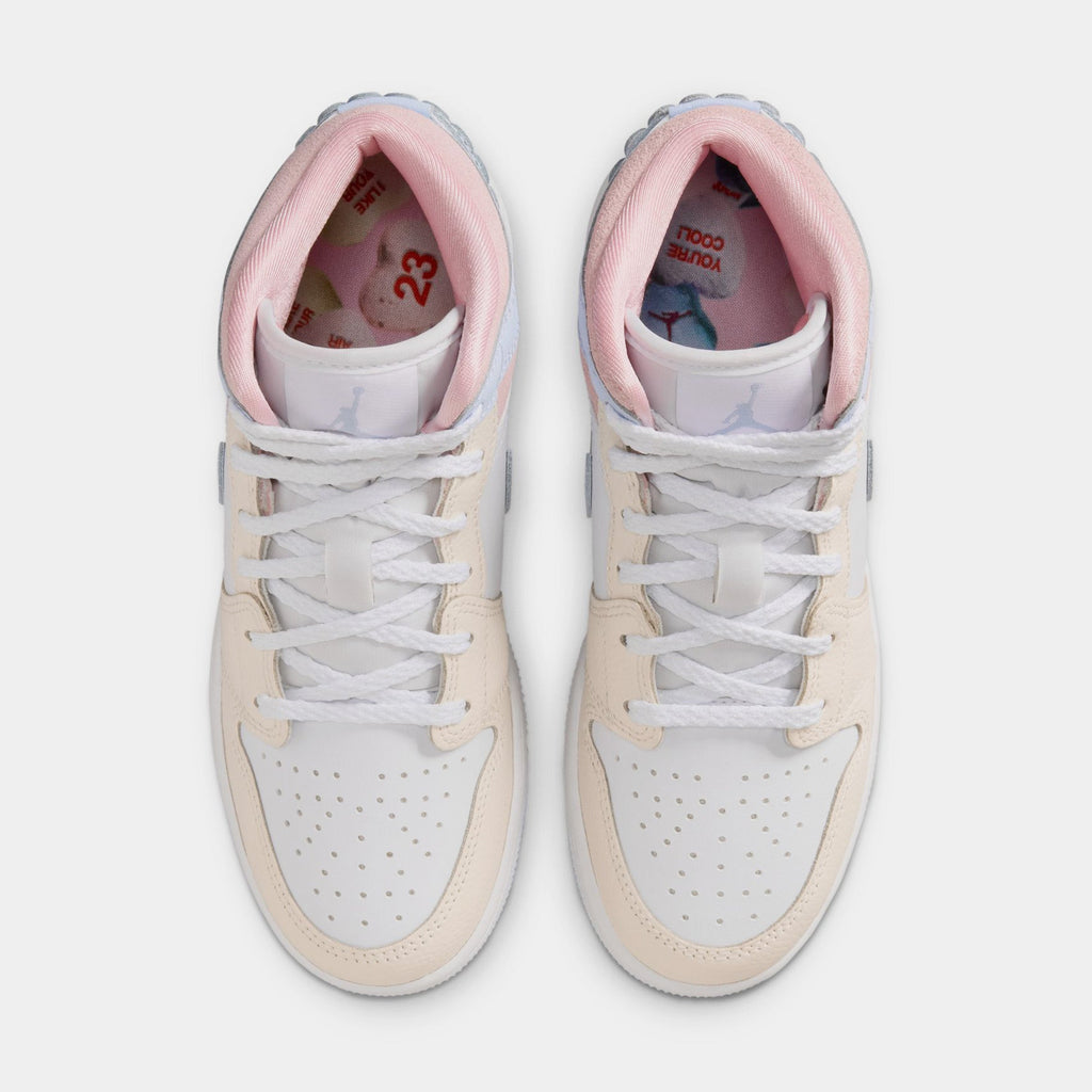 Air Jordan Mid SE Love Is In The Air Grade School Lifestyle Shoes (Half Blue/Pale Ivory/White/Half Blue)