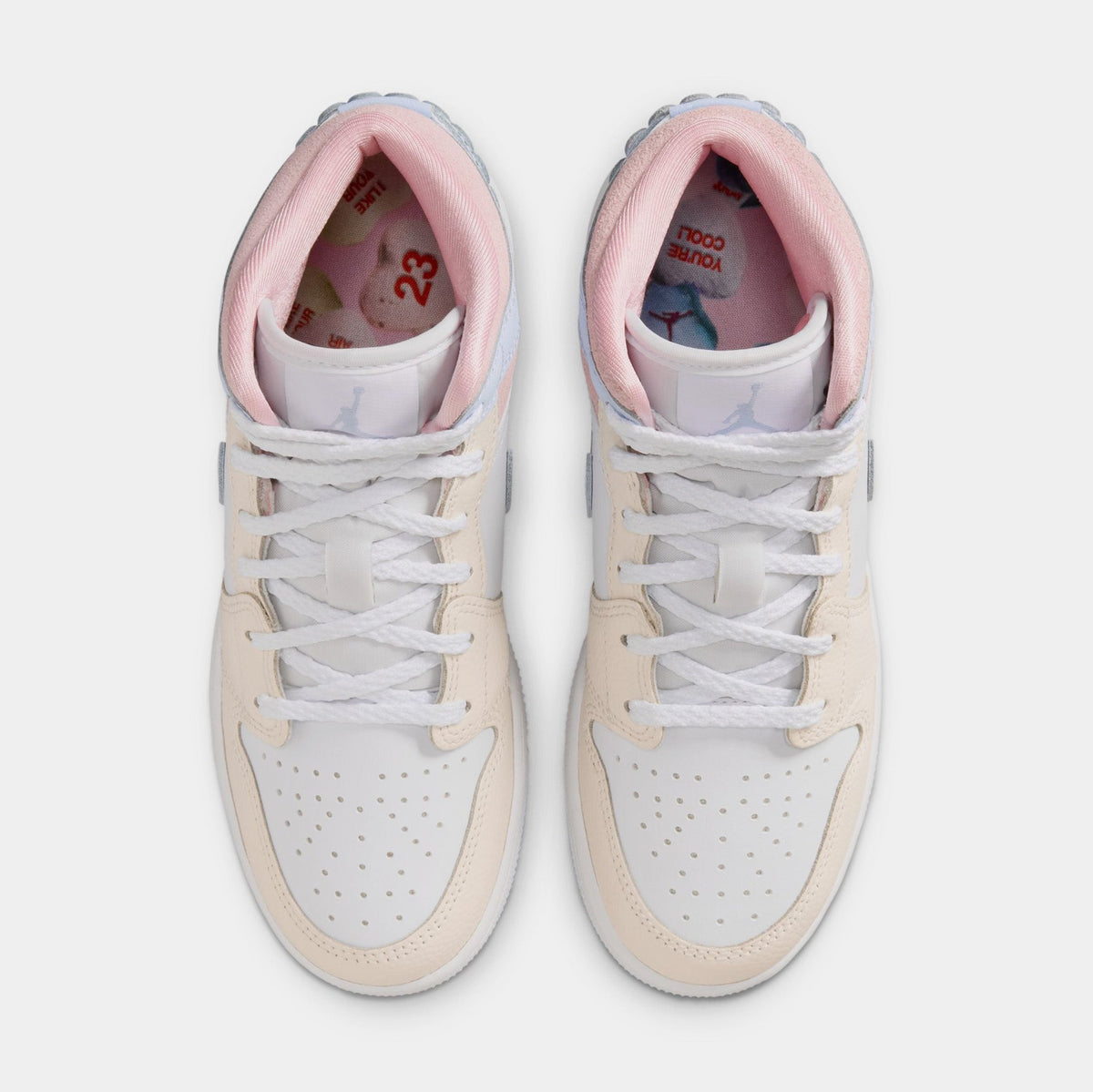 Air Jordan Mid SE Love Is In The Air Grade School Lifestyle Shoes (Half Blue/Pale Ivory/White/Half Blue)