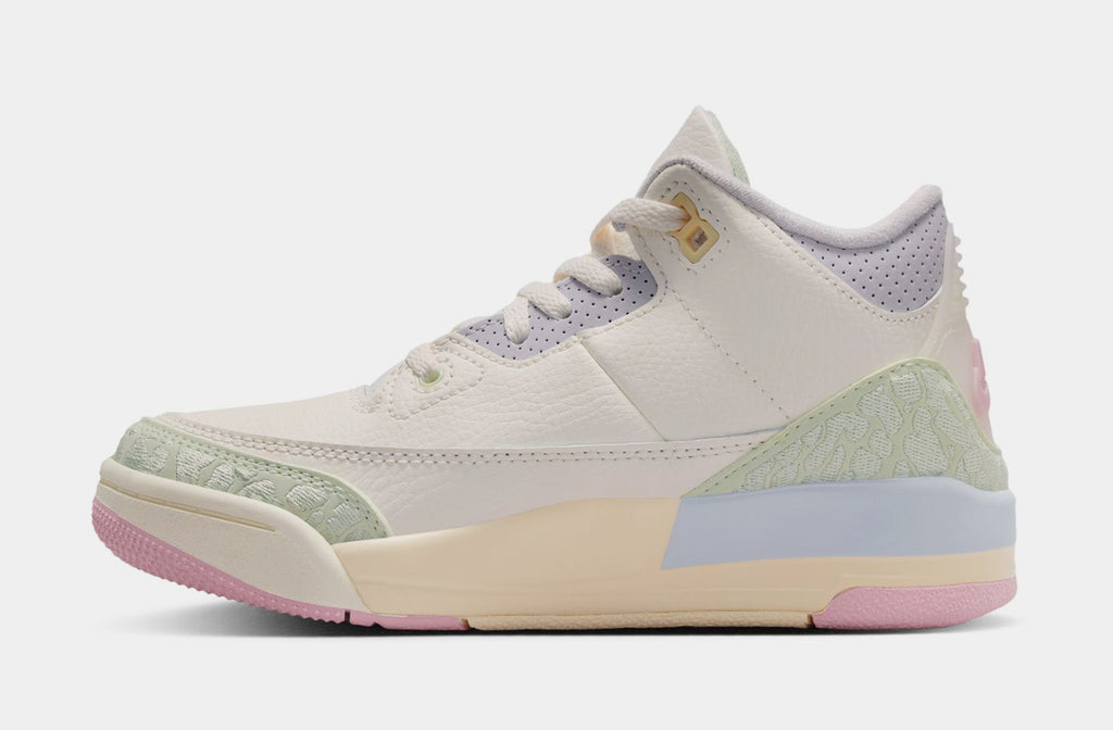 Air Jordan 3 Retro Sail and Jade Aura Preschool Lifestyle Shoes (Sail/Jade Aura/Iris Whisper)