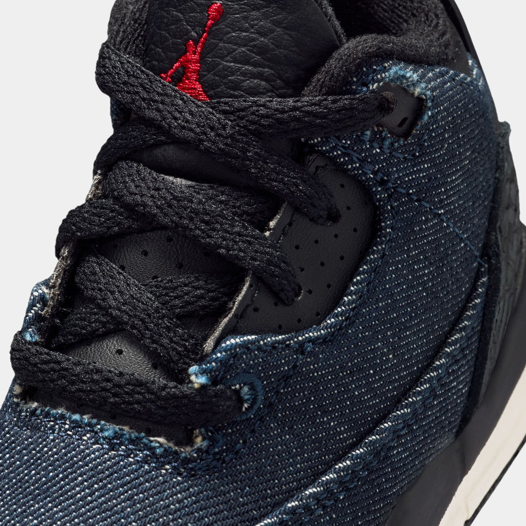 Air Jordan 3 Retro x Levi's Indigo And Gym Red Infant Toddler Lifestyle Shoes (Denim/Black/Sail)