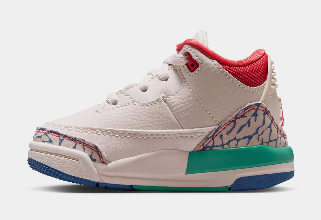 Air Jordan 3 Retro Play Your Way Infant Toddler Lifestyle Shoes (Chalk/Track Red/True Blue/Kinetic Green) Free Shipping