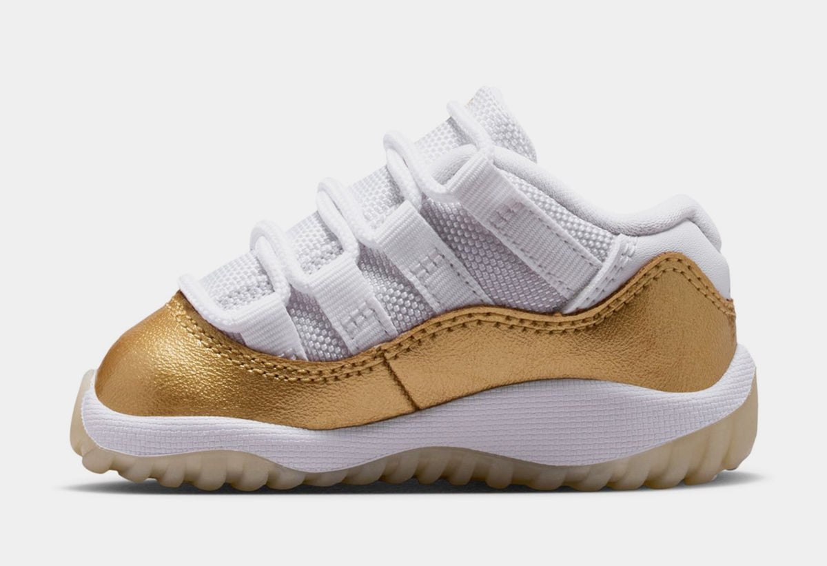 Air Jordan 11 Retro Low Mothers Day Infant Toddler Lifestyle Shoes (White/Metallic Gold/Team Gold)