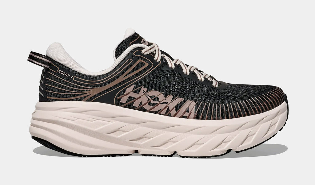 Bondi 7 Womens Running Shoes (Black/Rose Cream)