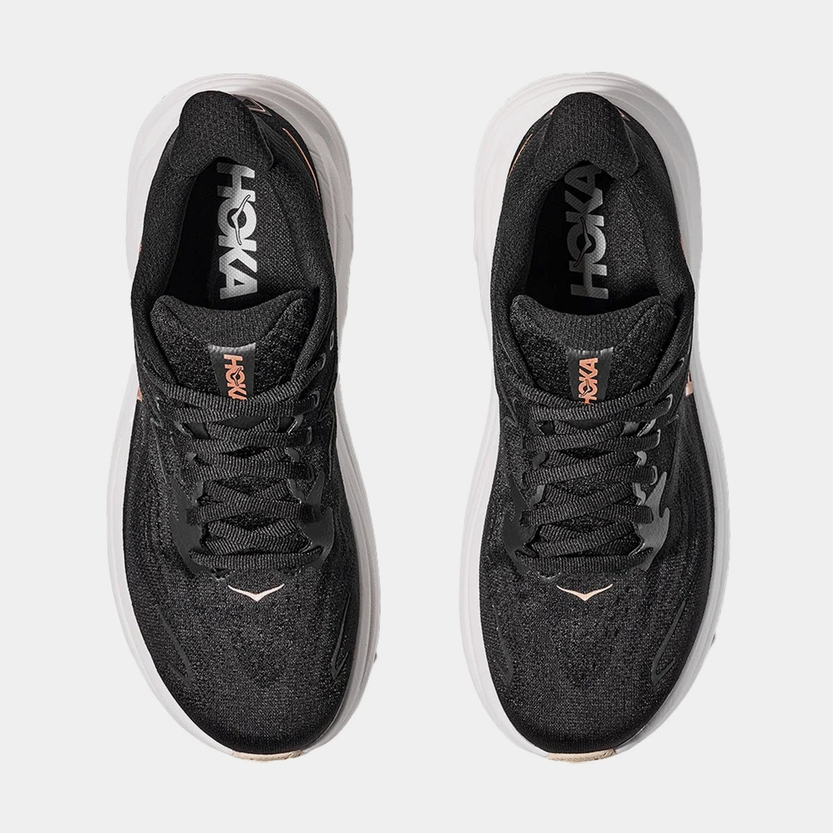 Clifton 10 Womens Running Shoes (Black/Rose Gold)