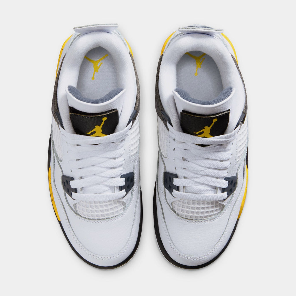 Air Jordan 4 Retro Rare Air Tour Yellow Grade School Lifestyle Shoes (White/Dark Blue Grey/Black/Tour Yellow) Free Shipping
