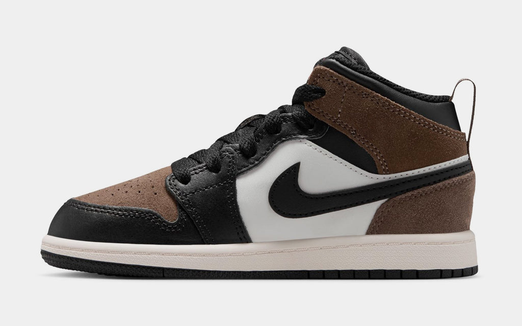Air Jordan 1 Mid Black Palomino Preschool Lifestyle Shoes (Black/Phantom/Palomino/University Red)