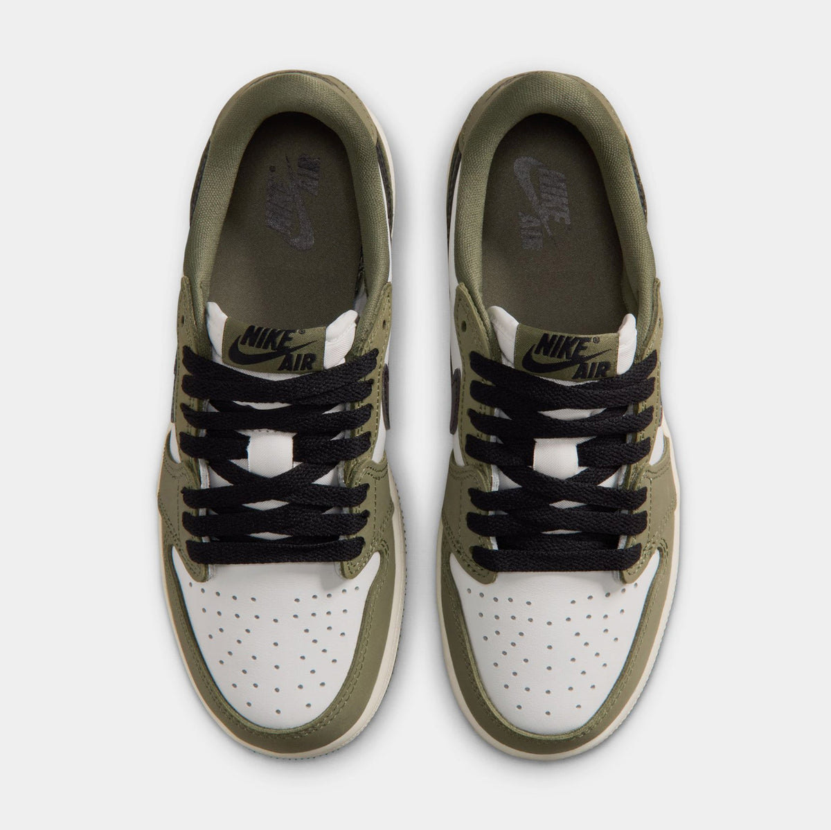Air Jordan 1 Low OG Medium Olive And Summit White Grade School Lifestyle Shoes (Medium Olive/Black/Summit White/Sail)