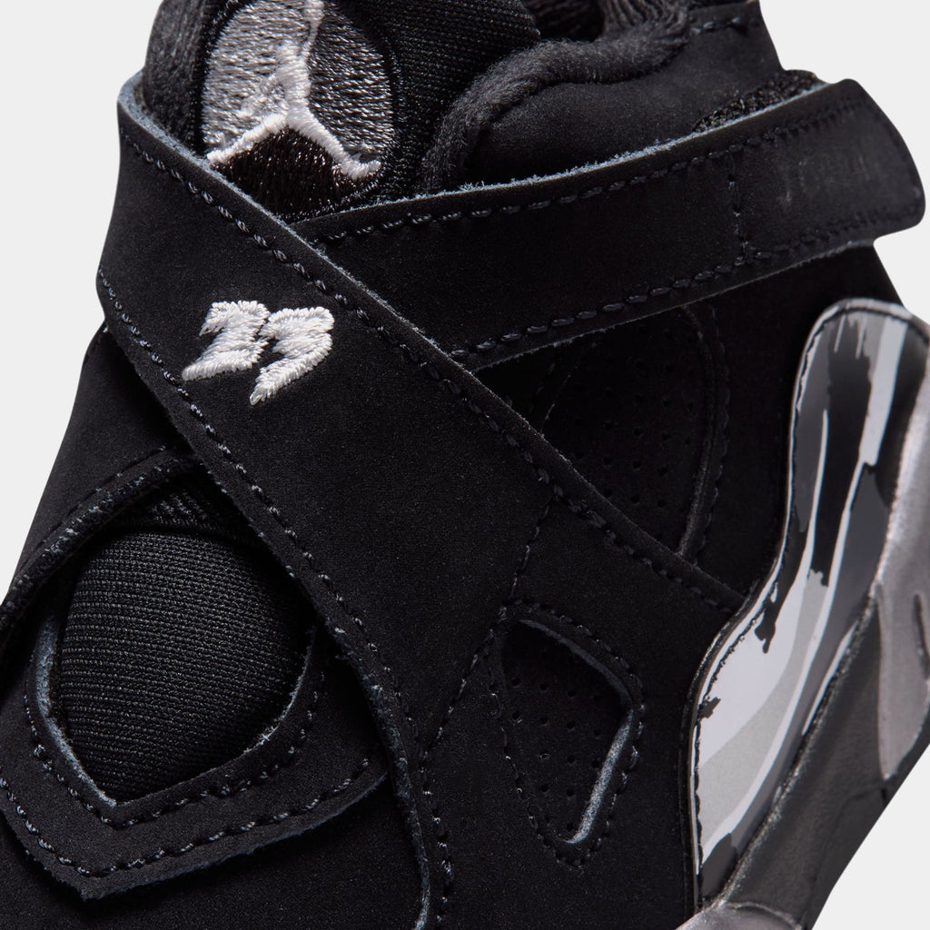 Air Jordan 8 Retro Chrome Black And Light Graphite Infant Toddler Lifestyle Shoes (Black/White/Light Graphite) Free Shipping
