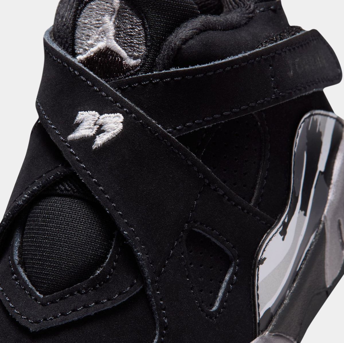 Air Jordan 8 Retro Chrome Black And Light Graphite Infant Toddler Lifestyle Shoes (Black/White/Light Graphite) Free Shipping