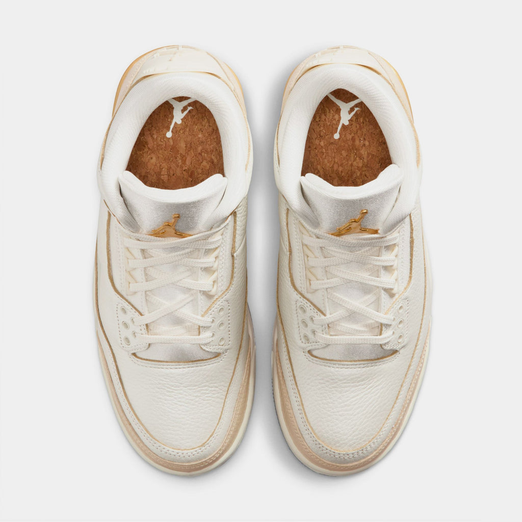 Air Jordan 3 Retro Sail and Pale Ivory Womens Lifestyle Shoes (Sail/Team Gold/Pale Ivory/Metallic Gold)
