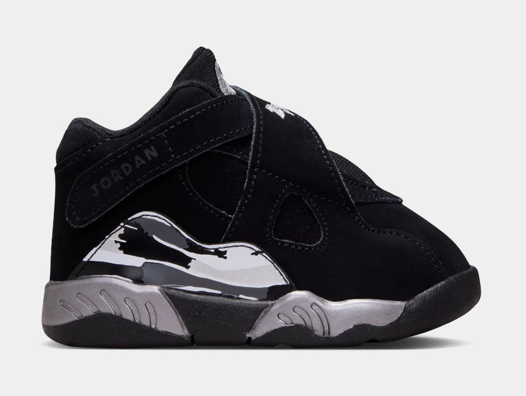 Air Jordan 8 Retro Chrome Black And Light Graphite Infant Toddler Lifestyle Shoes (Black/White/Light Graphite) Free Shipping