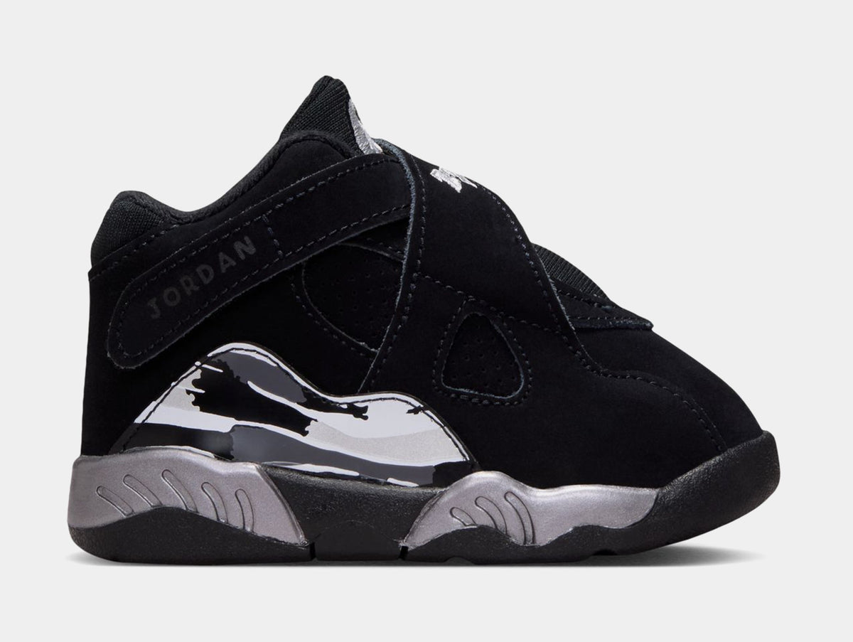 Air Jordan 8 Retro Chrome Black And Light Graphite Infant Toddler Lifestyle Shoes (Black/White/Light Graphite) Free Shipping