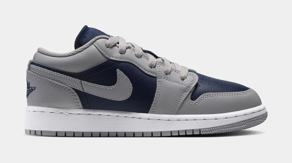 Air Jordan 1 Low Grade School Lifestyle Shoes (Tech Grey/White/College Navy)