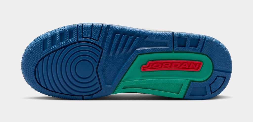 Air Jordan 3 Retro Play Your Way Grade School Lifestyle Shoes (Chalk/Track Red/True Blue/Kinetic Green) Free Shipping