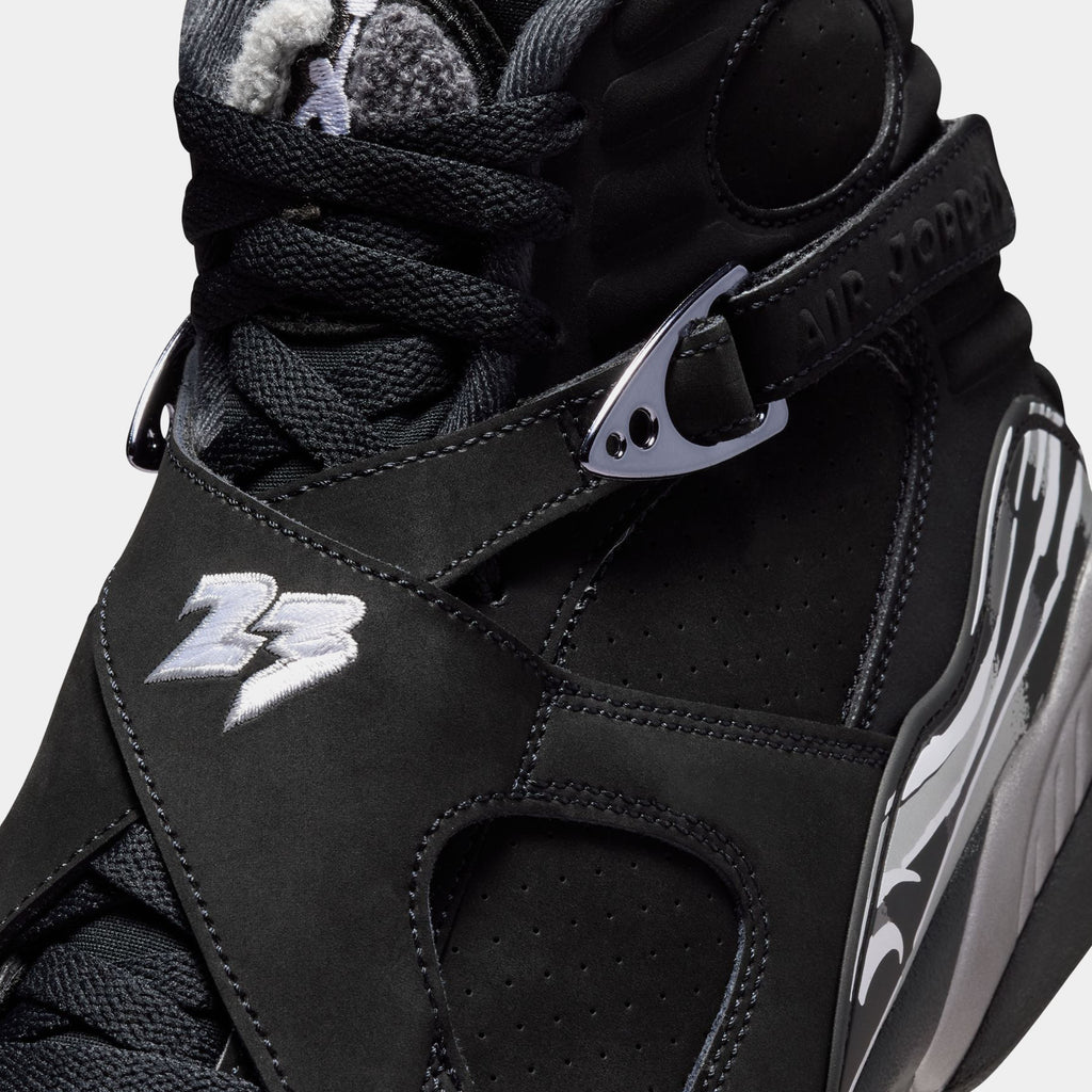 Air Jordan 8 Retro Chrome Black And Light Graphite Mens Lifestyle Shoes (Black/White/Light Graphite) Free Shipping