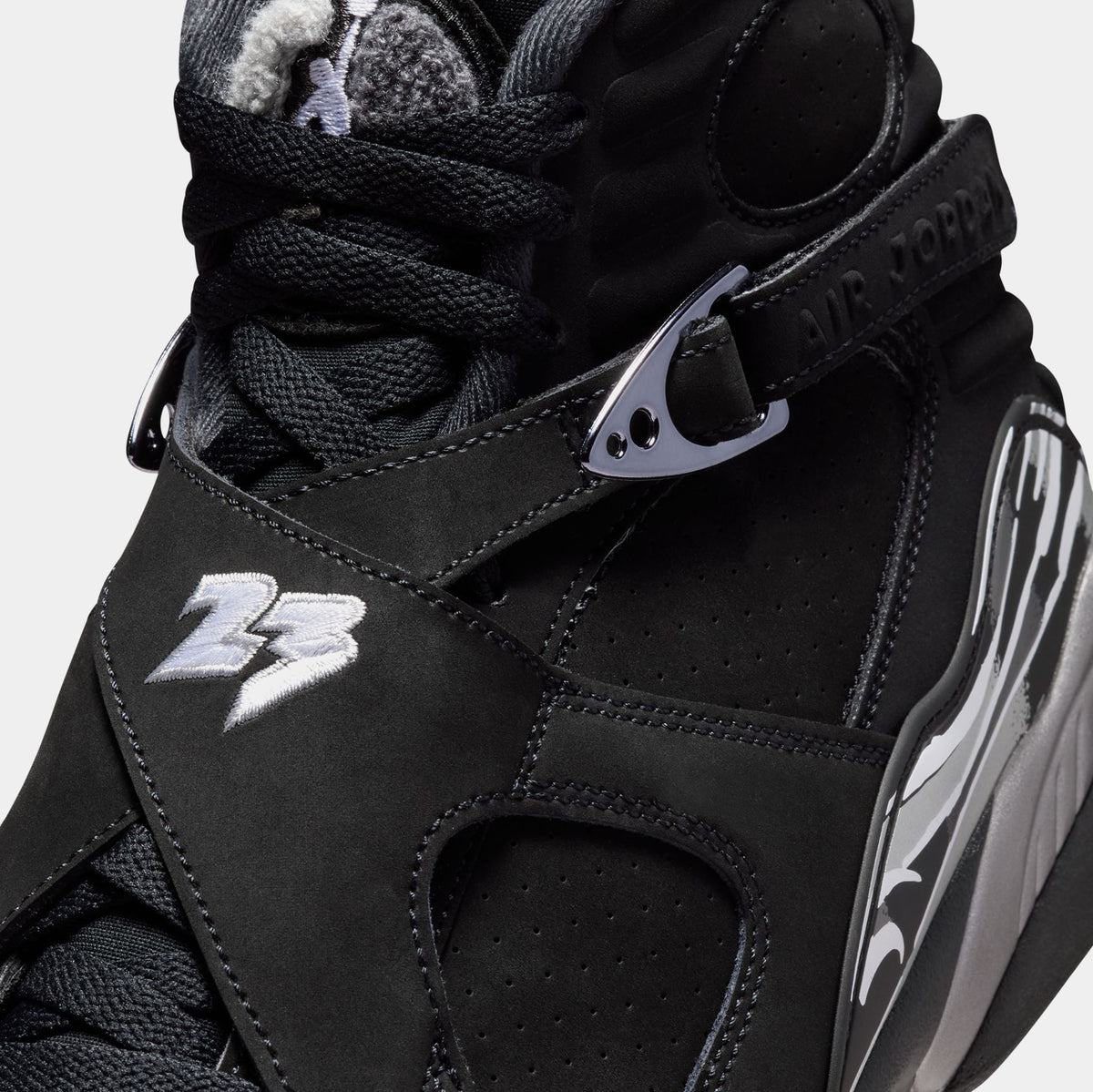 Air Jordan 8 Retro Chrome Black And Light Graphite Mens Lifestyle Shoes (Black/White/Light Graphite) Free Shipping