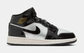 Air Jordan 1 Mid SE Grade School Lifestyle Shoes (Black/Metallic Gold/Metallic Silver/Sail/Pure Platinum)