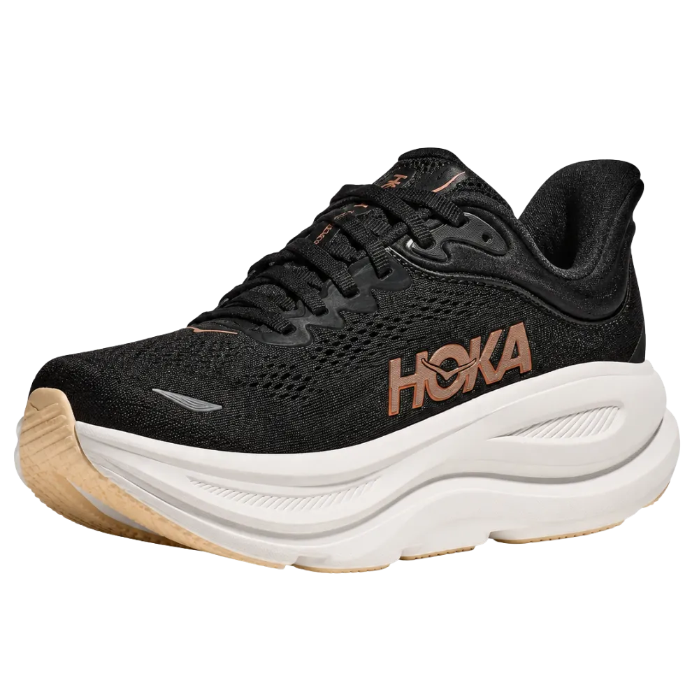 HOKA Bondi 9 Black Rose Gold Women's Running Shoes