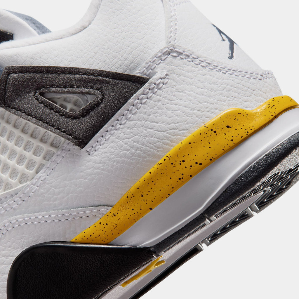 Air Jordan 4 Retro Rare Air Tour Yellow Preschool Lifestyle Shoes (White/Dark Blue Grey/Black/Tour Yellow) Free Shipping