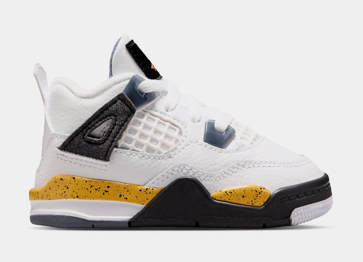 Air Jordan 4 Retro Rare Air Tour Yellow Infant Toddler Lifestyle Shoes (White/Dark Blue Grey/Black/Tour Yellow) Free Shipping