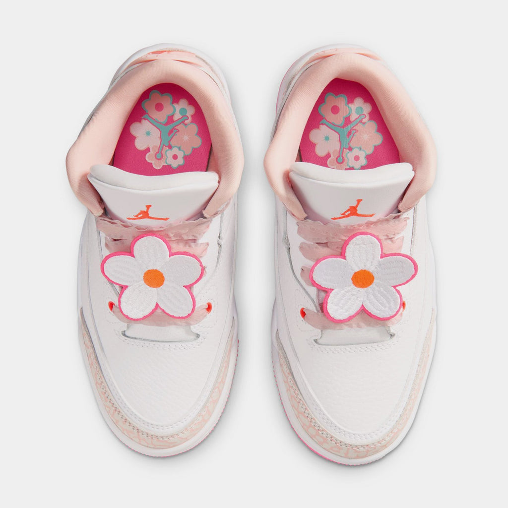 Air Jordan 3 Retro Spring Flower Preschool Lifestyle Shoes (Pearl Pink/Hyper Orange/Pink Bloom)