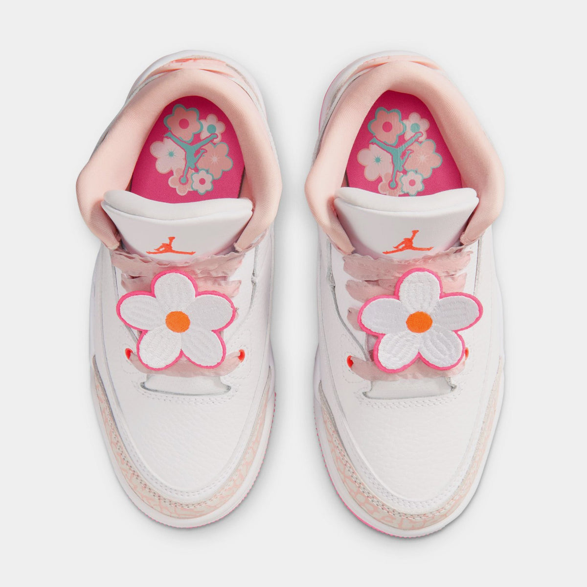Air Jordan 3 Retro Spring Flower Preschool Lifestyle Shoes (Pearl Pink/Hyper Orange/Pink Bloom)