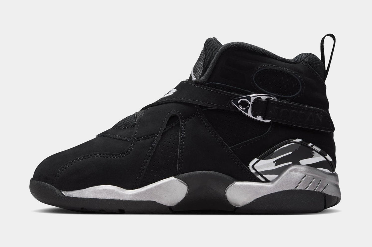 Air Jordan 8 Retro Chrome Black And Light Graphite Preschool Lifestyle Shoes ( Black/White/Light Graphite) Free Shipping