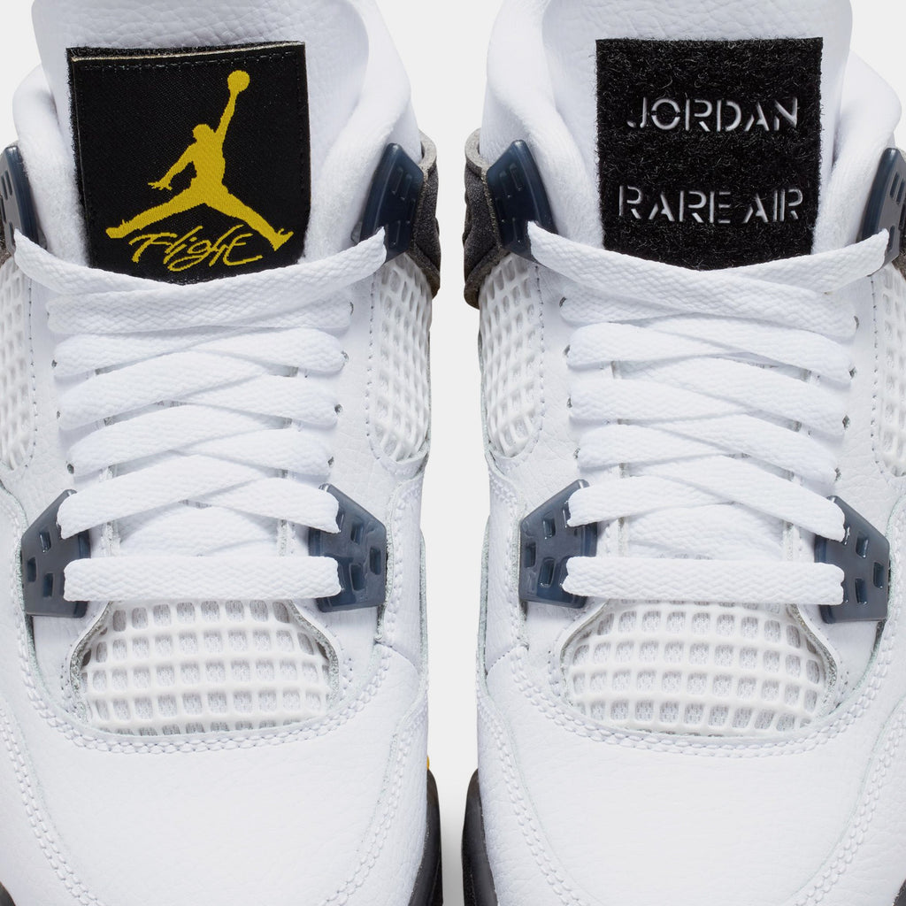 Air Jordan 4 Retro Rare Air Tour Yellow Grade School Lifestyle Shoes (White/Dark Blue Grey/Black/Tour Yellow) Free Shipping