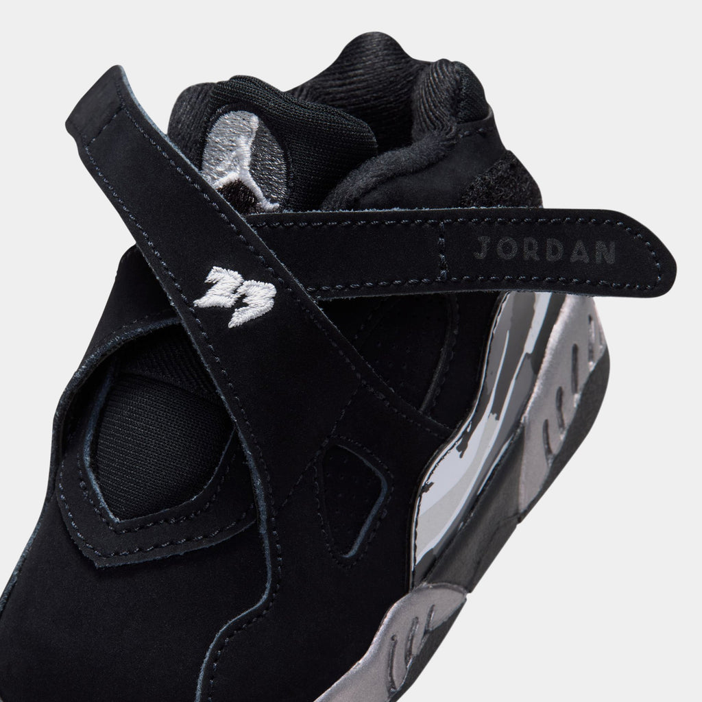 Air Jordan 8 Retro Chrome Black And Light Graphite Infant Toddler Lifestyle Shoes (Black/White/Light Graphite) Free Shipping