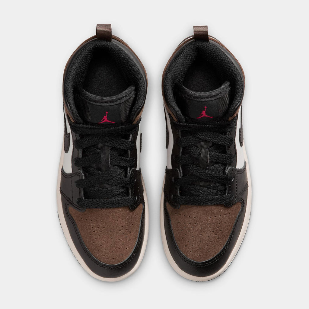 Air Jordan 1 Mid Black Palomino Preschool Lifestyle Shoes (Black/Phantom/Palomino/University Red)
