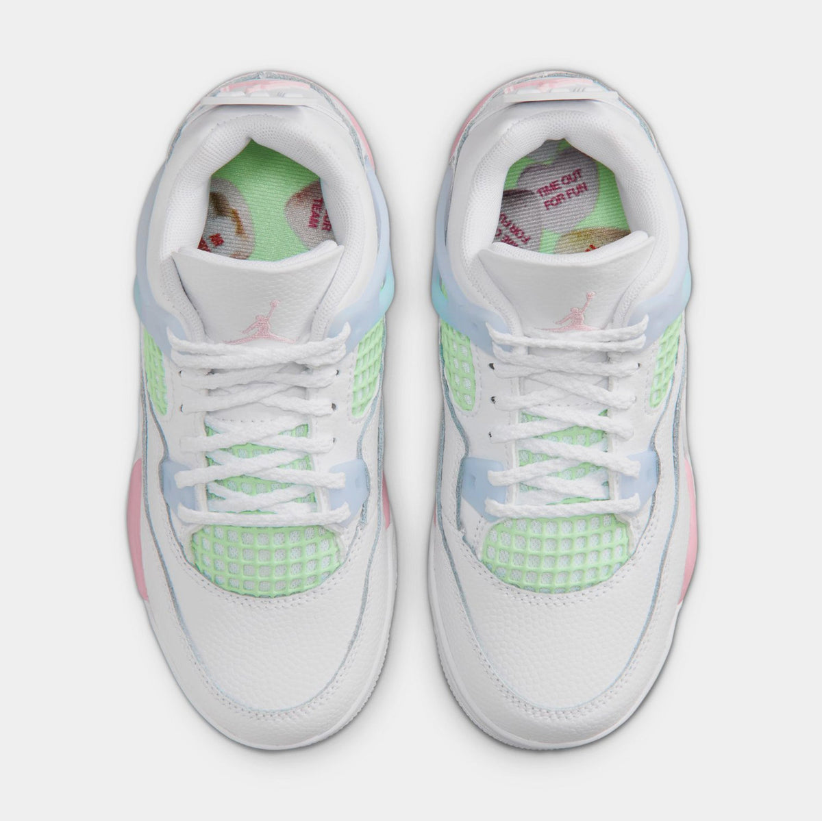 Air Jordan 4 Retro Medium Soft Pink Preschool Lifestyle Shoes (White/Medium Soft Pink/Half Blue)