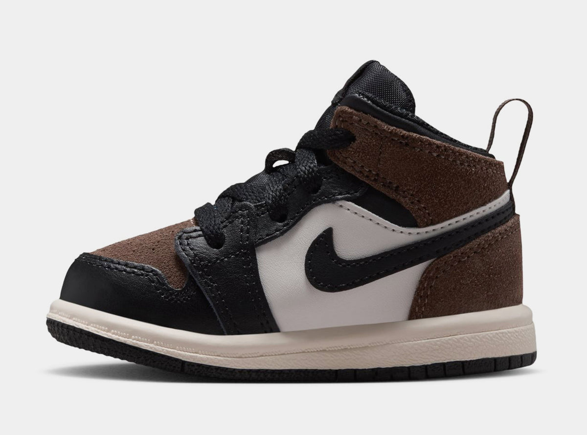 Air Jordan 1 Mid Black Palomino Infant Toddler Lifestyle Shoes (Black/Phantom/Palomino/University Red)