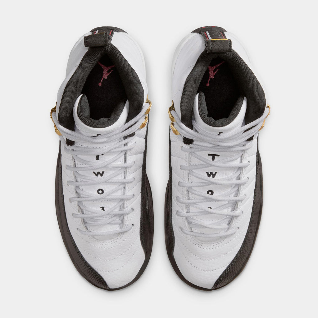 Air Jordan 12 Retro Taxi Grade School Lifestyle Shoes (White/Black Taxi)