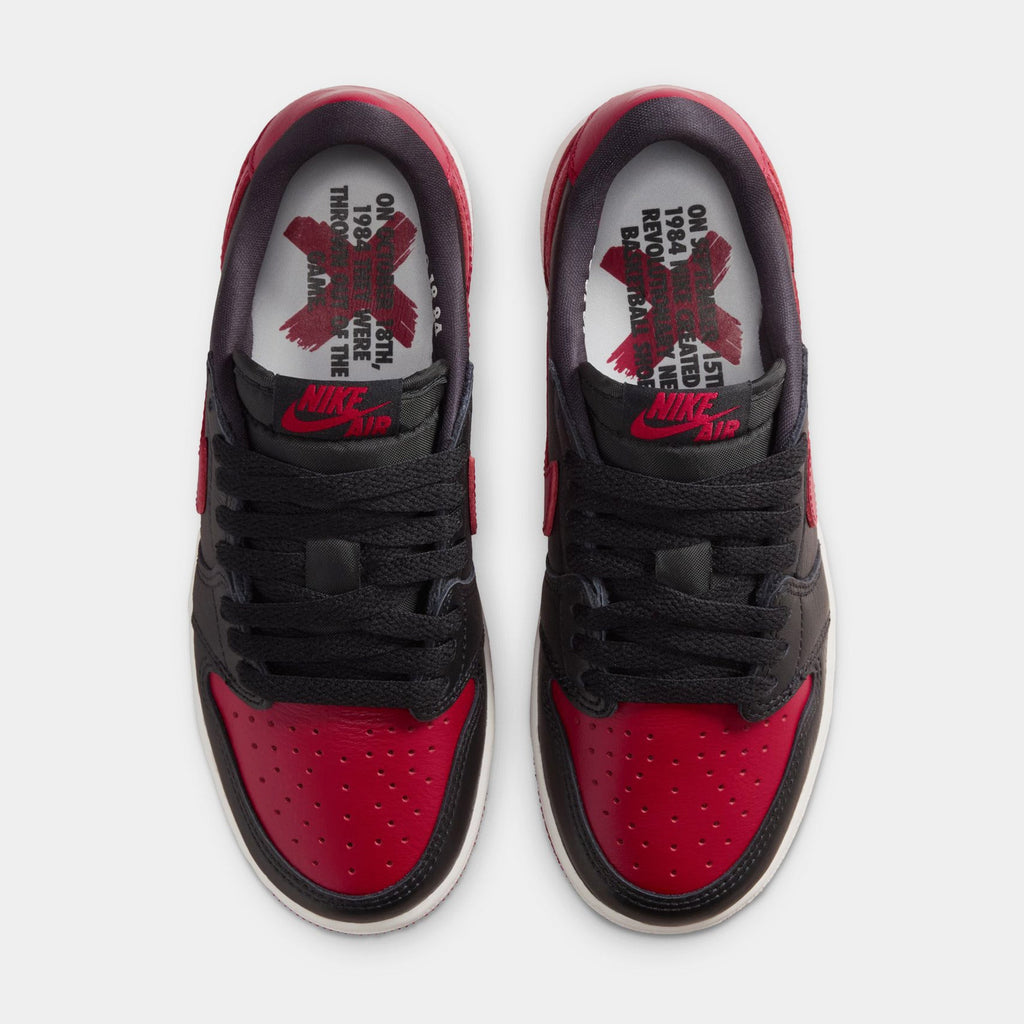 Air Jordan 1 Retro Low OG Banned Grade School Lifestyle Shoes (Black/Black/Varsity Red/Summit White)