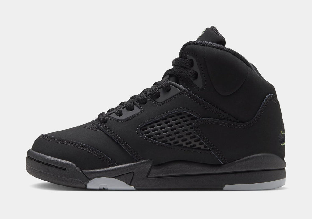 Air Jordan 5 Retro Halloween Preschool Lifestyle Shoes (Black/Black/Picante Red/Glow N The Dark)