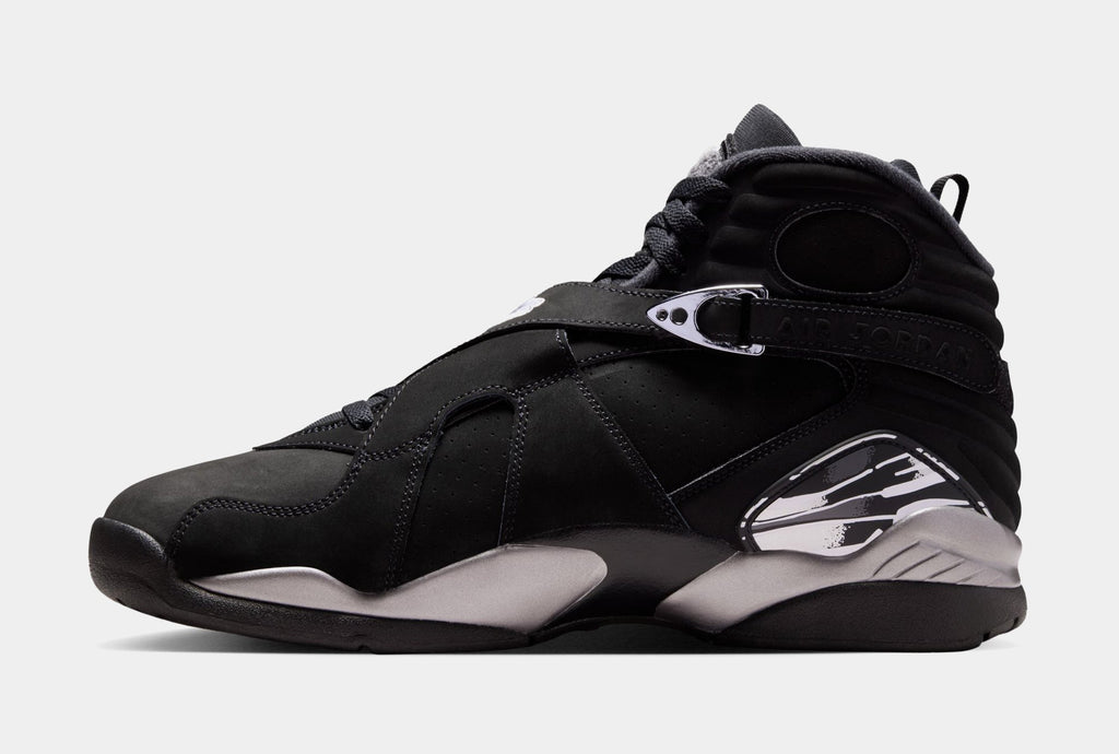 Air Jordan 8 Retro Chrome Black And Light Graphite Mens Lifestyle Shoes (Black/White/Light Graphite) Free Shipping