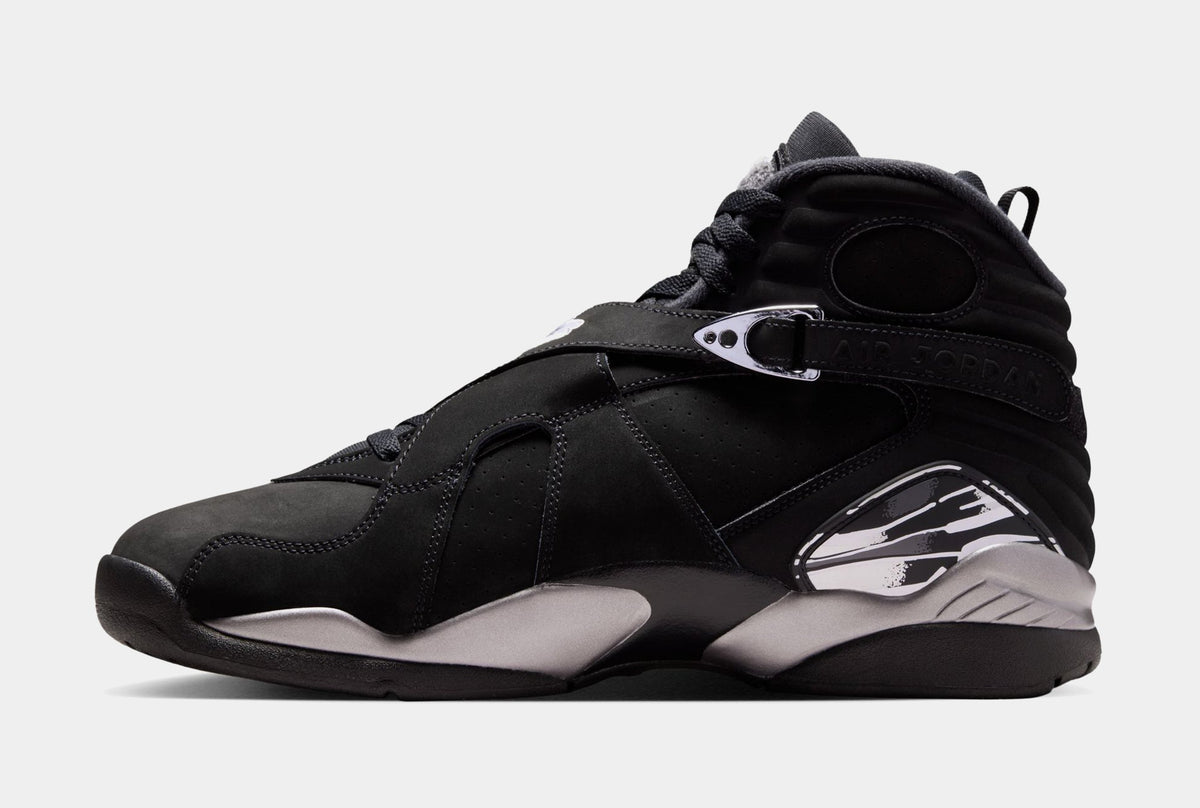 Air Jordan 8 Retro Chrome Black And Light Graphite Mens Lifestyle Shoes (Black/White/Light Graphite) Free Shipping