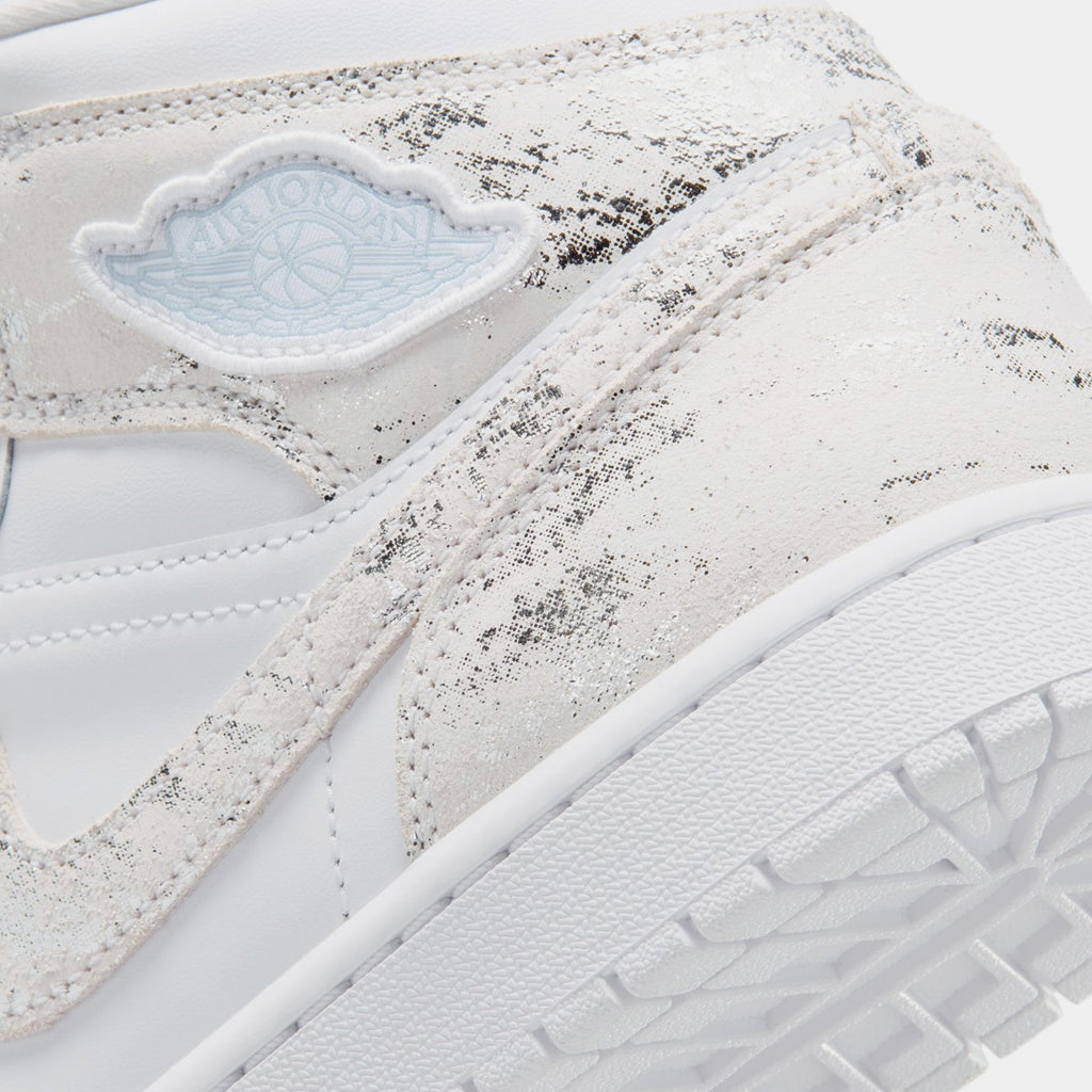 Air Jordan 1 Mid SE Mens Lifestyle Shoes (White/White/White/Field Silver)